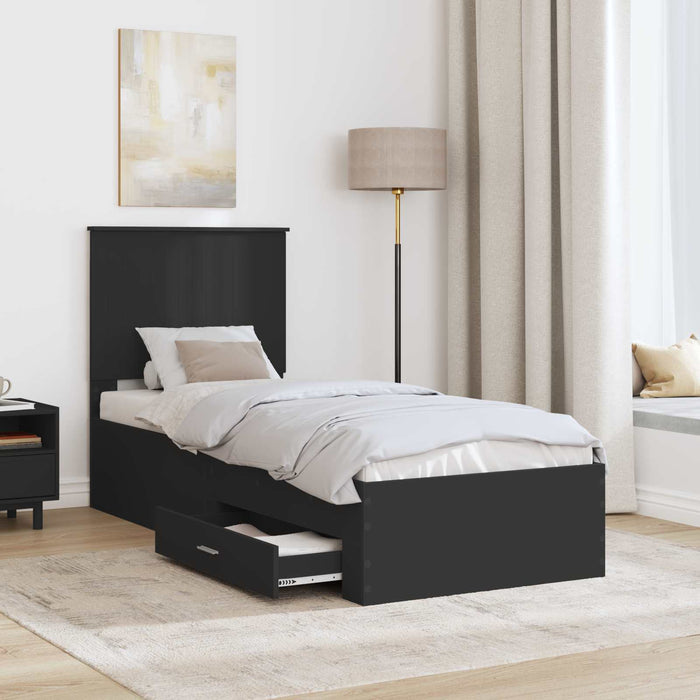 Cadru de pat Manual Negru și argintiu 75 x 190 cm Lemn compozit - WALTI WALTI