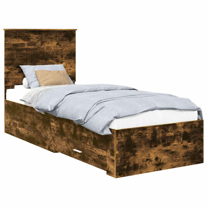 Cadru de pat cu headboard Stejar afumat și argintiu 70 x 190 cm - WALTI WALTI