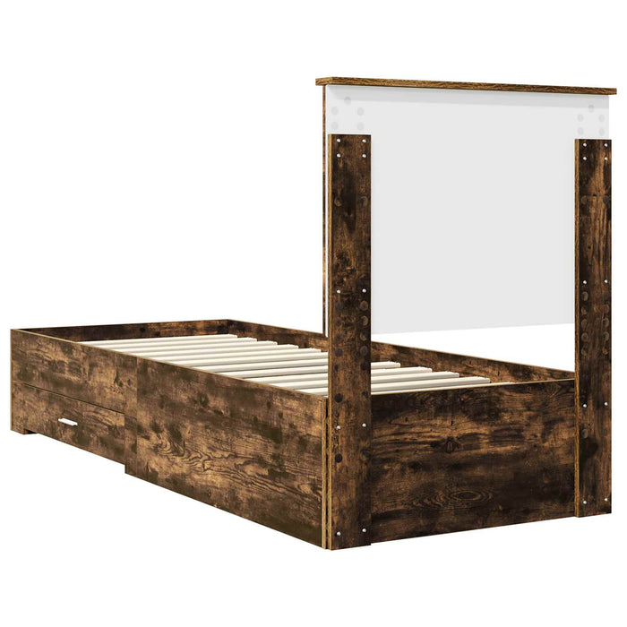 Cadru de pat cu headboard Stejar afumat și argintiu 70 x 190 cm - WALTI WALTI