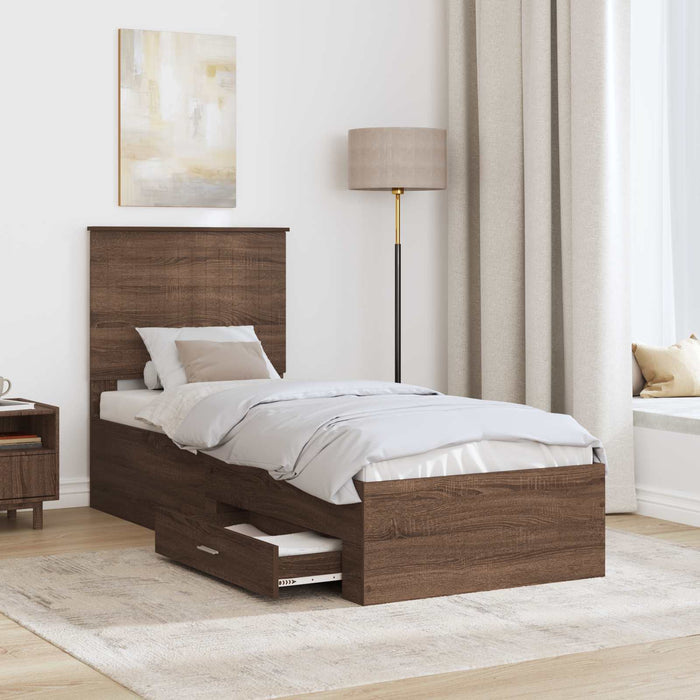 Cadru de pat cu headboard Stejar marron și argintiu 70 x 190 cm - WALTI WALTI