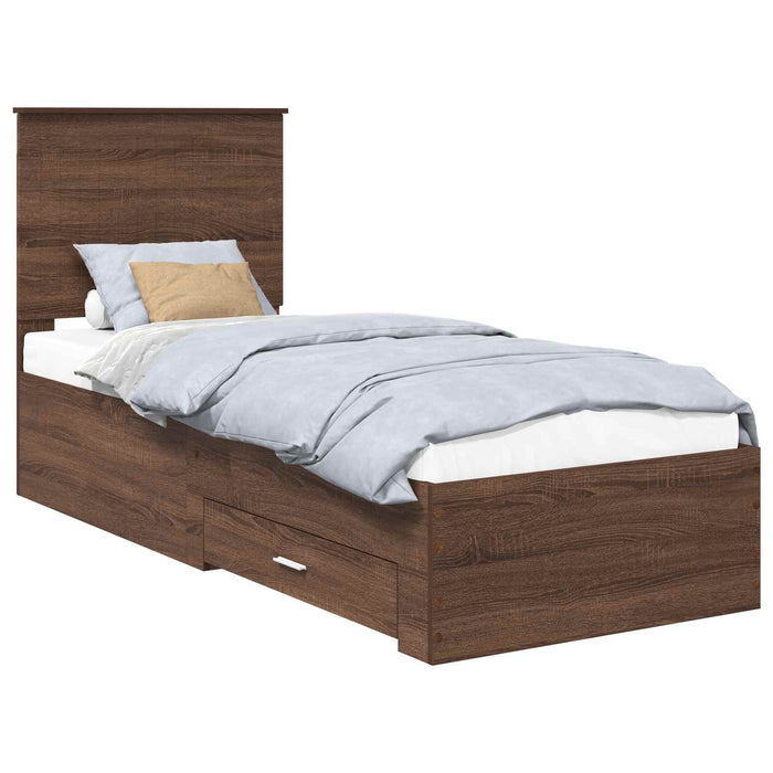 Cadru de pat cu headboard Stejar marron și argintiu 70 x 190 cm - WALTI WALTI