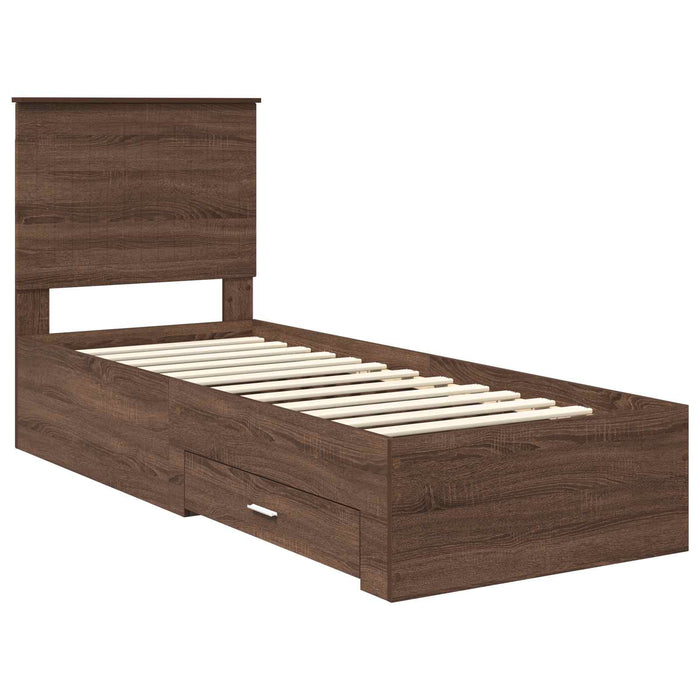 Cadru de pat cu headboard Stejar marron și argintiu 70 x 190 cm - WALTI WALTI