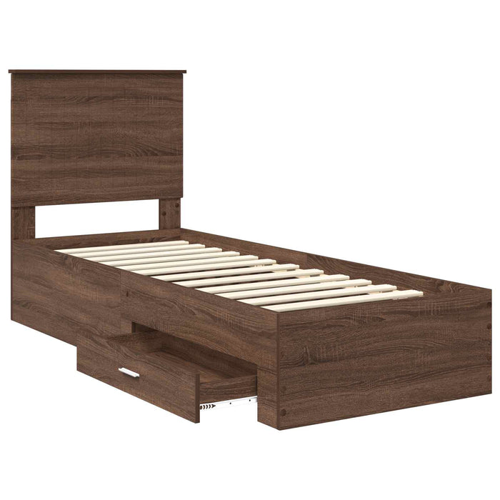 Cadru de pat cu headboard Stejar marron și argintiu 70 x 190 cm - WALTI WALTI