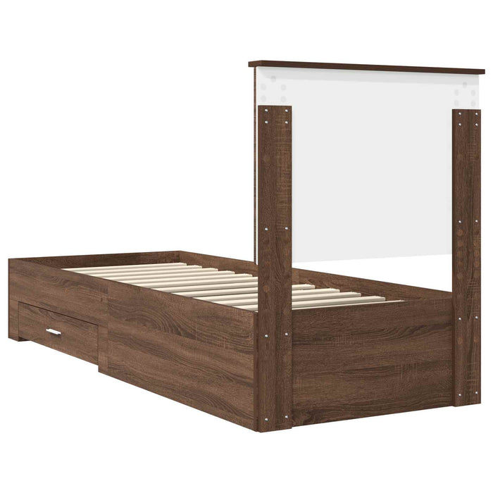 Cadru de pat cu headboard Stejar marron și argintiu 70 x 190 cm - WALTI WALTI