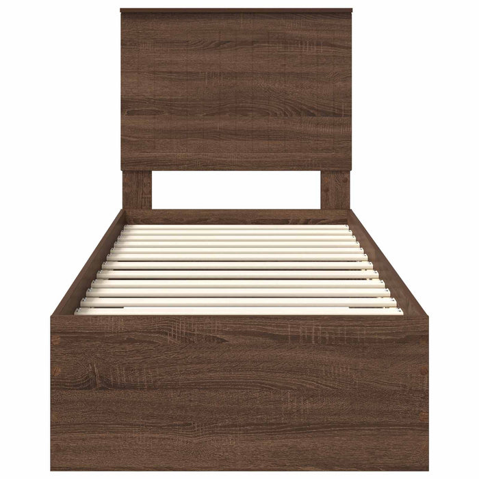 Cadru de pat cu headboard Stejar marron și argintiu 70 x 190 cm - WALTI WALTI