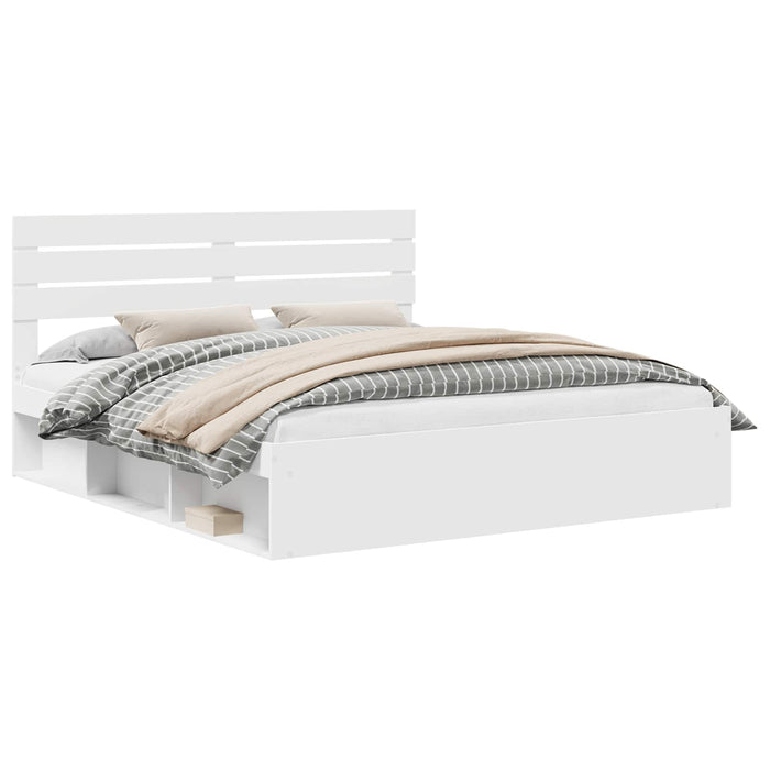 Cadru de pat cu headboard Alb 200 x 200 cm Lemn de pin masiv - WALTI WALTI