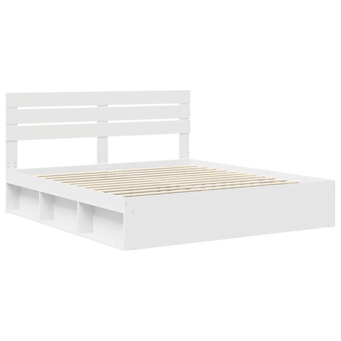 Cadru de pat cu headboard Alb 200 x 200 cm Lemn de pin masiv - WALTI WALTI