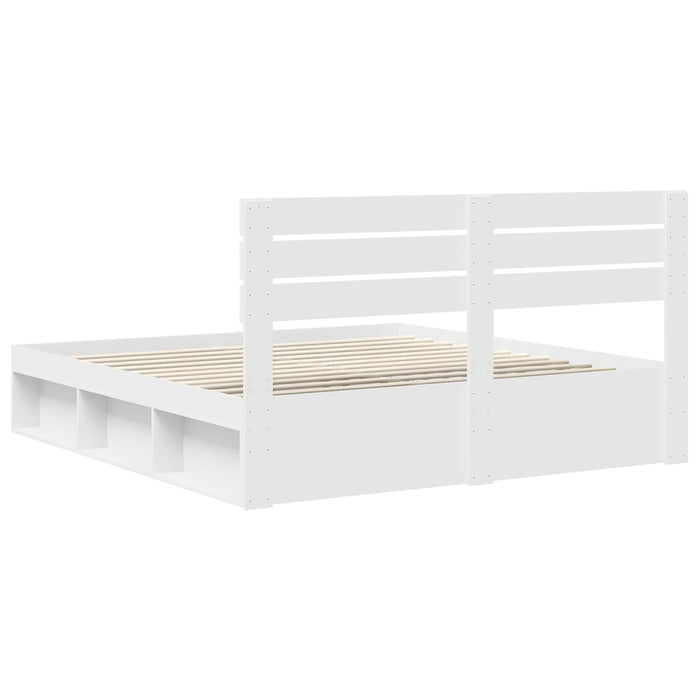 Cadru de pat cu headboard Alb 200 x 200 cm Lemn de pin masiv - WALTI WALTI