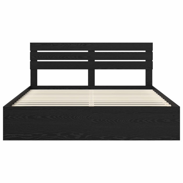 Cadru de pat cu headboard Negru 200 x 200 cm Lemn de pin masiv - WALTI WALTI