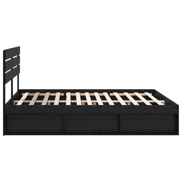 Cadru de pat cu headboard Negru 200 x 200 cm Lemn de pin masiv - WALTI WALTI