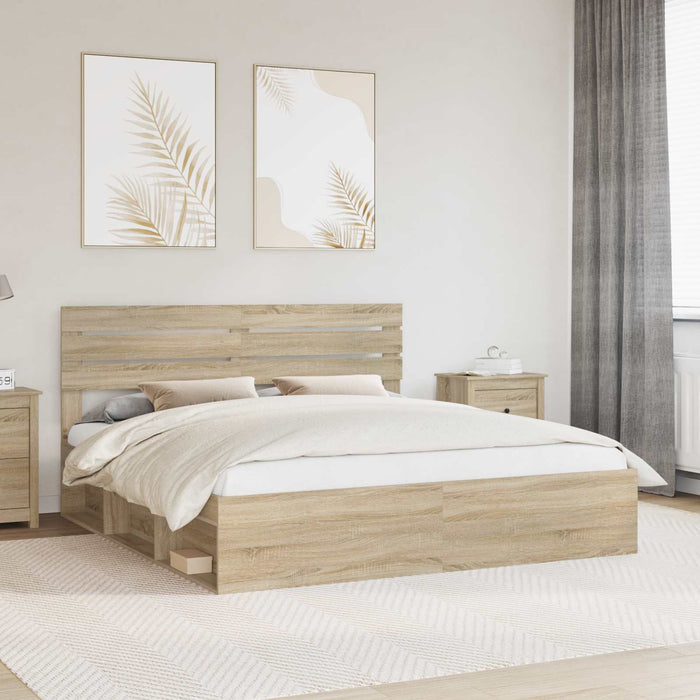 Cadru de pat cu headboard Sonoma 200 x 200 cm Lemn de pin masiv - WALTI WALTI