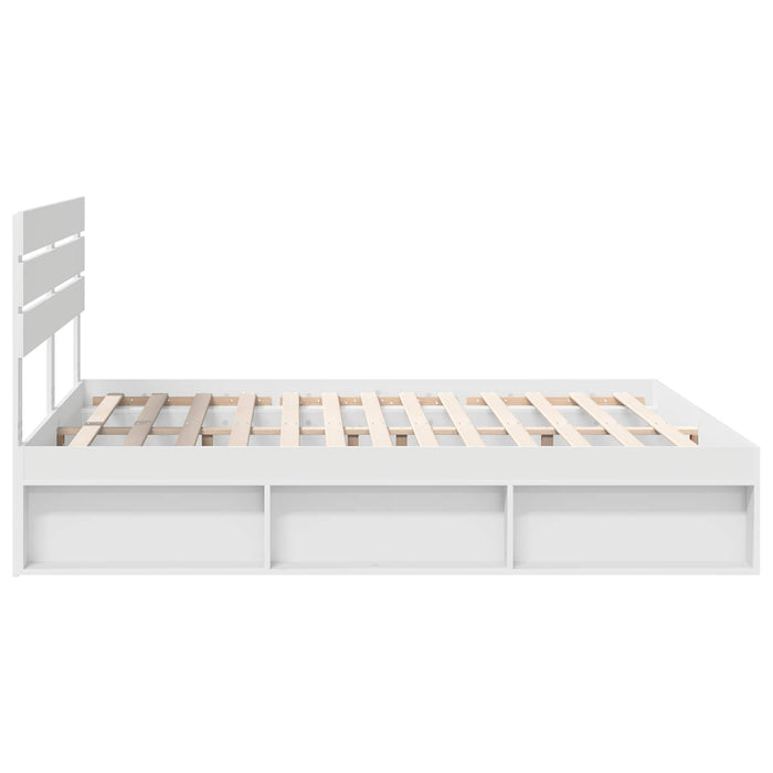 Cadru de pat cu headboard Alb 180 x 200 cm Lemn de pin masiv - WALTI WALTI