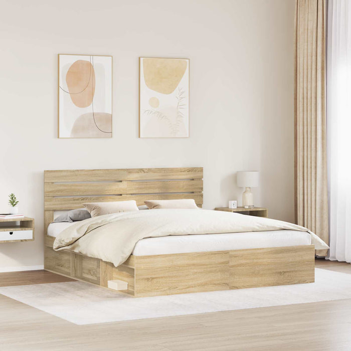 Cadru de pat cu headboard Sonoma 180 x 200 cm Lemn de pin masiv - WALTI WALTI