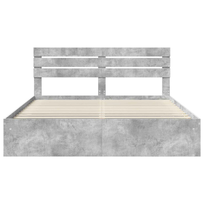 Cadru de pat cu headboard Beton 180 x 200 cm Lemn de pin masiv - WALTI WALTI