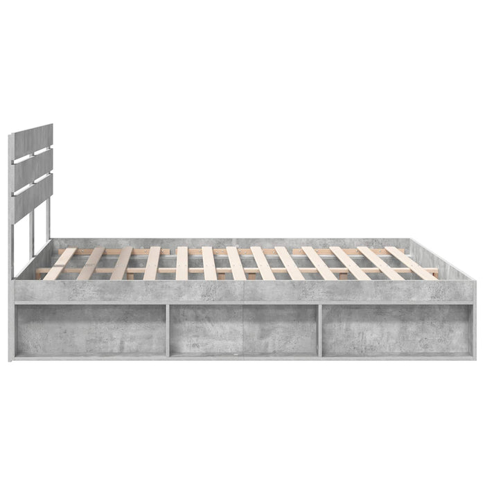 Cadru de pat cu headboard Beton 180 x 200 cm Lemn de pin masiv - WALTI WALTI