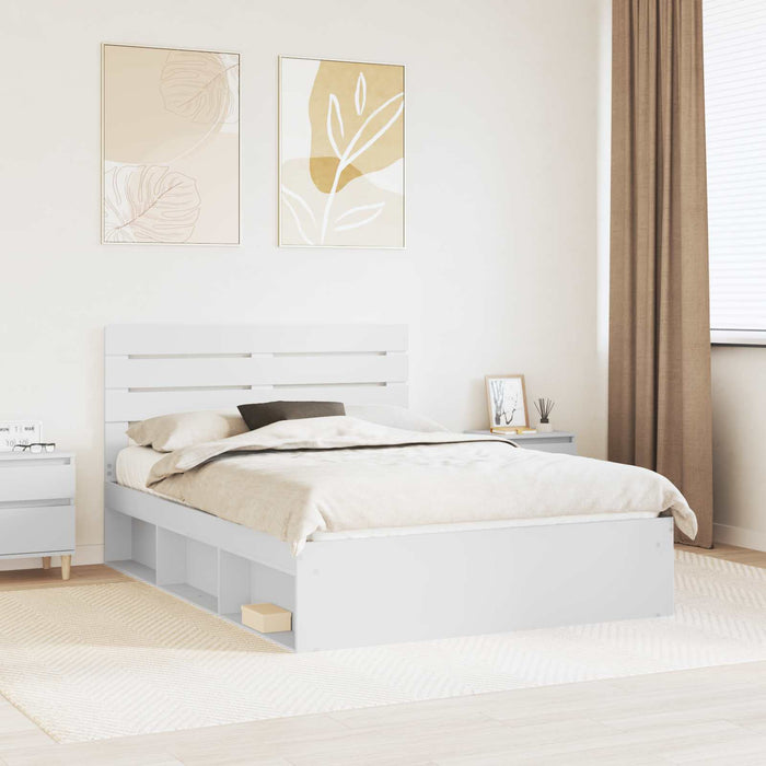 Cadru de pat cu headboard Alb 160 x 200 cm Lemn de pin masiv - WALTI WALTI