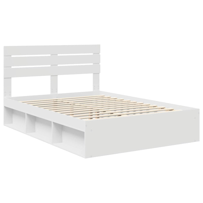 Cadru de pat cu headboard Alb 160 x 200 cm Lemn de pin masiv - WALTI WALTI