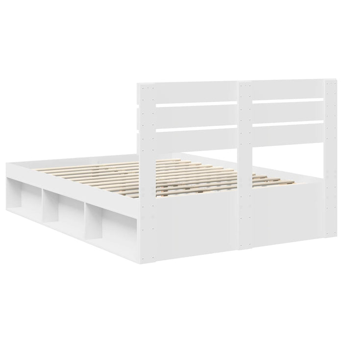 Cadru de pat cu headboard Alb 160 x 200 cm Lemn de pin masiv - WALTI WALTI