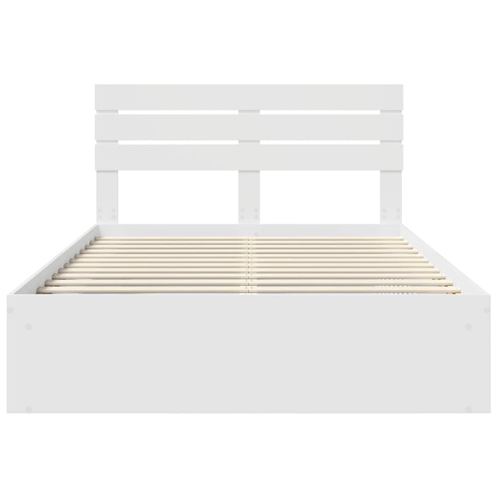 Cadru de pat cu headboard Alb 160 x 200 cm Lemn de pin masiv - WALTI WALTI