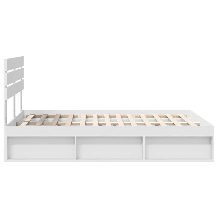 Cadru de pat cu headboard Alb 160 x 200 cm Lemn de pin masiv - WALTI WALTI