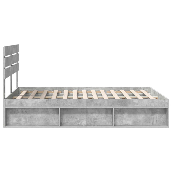 Cadru de pat cu headboard Beton 160 x 200 cm Lemn de pin masiv - WALTI WALTI