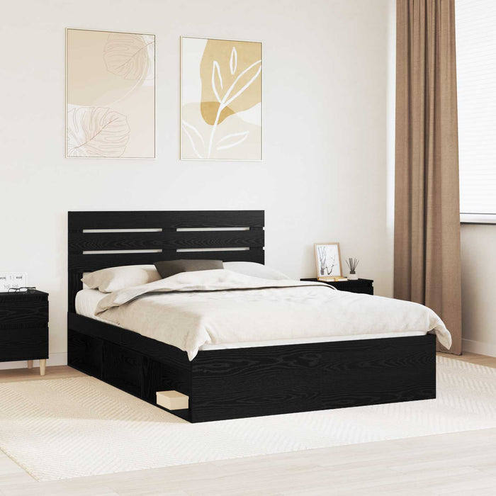 Cadru de pat cu headboard Negru 150 x 200 cm Lemn de pin masiv - WALTI WALTI