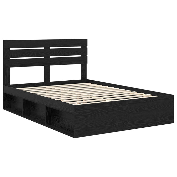 Cadru de pat cu headboard Negru 150 x 200 cm Lemn de pin masiv - WALTI WALTI