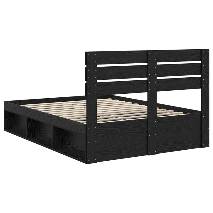 Cadru de pat cu headboard Negru 150 x 200 cm Lemn de pin masiv - WALTI WALTI