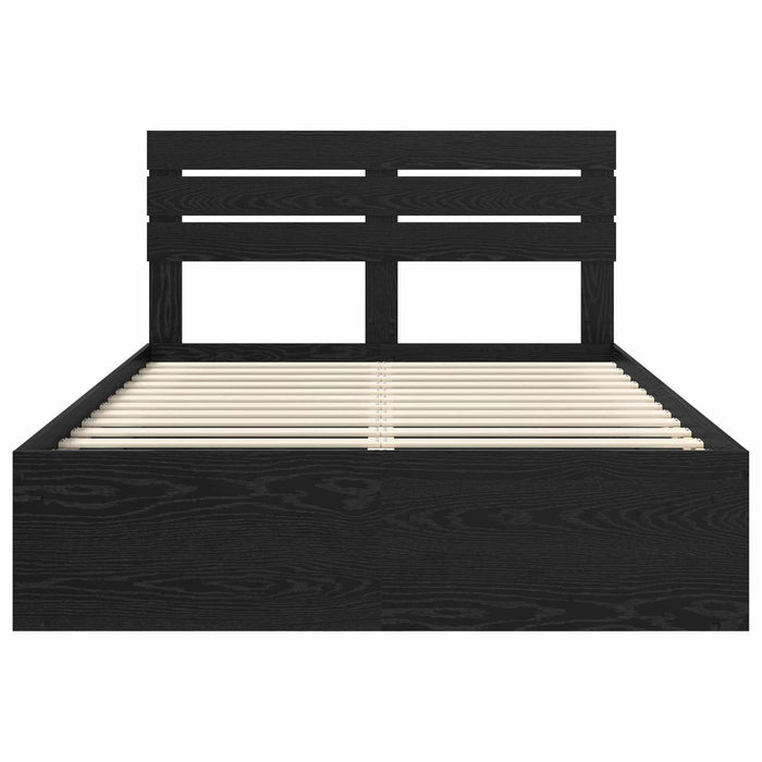 Cadru de pat cu headboard Negru 150 x 200 cm Lemn de pin masiv - WALTI WALTI