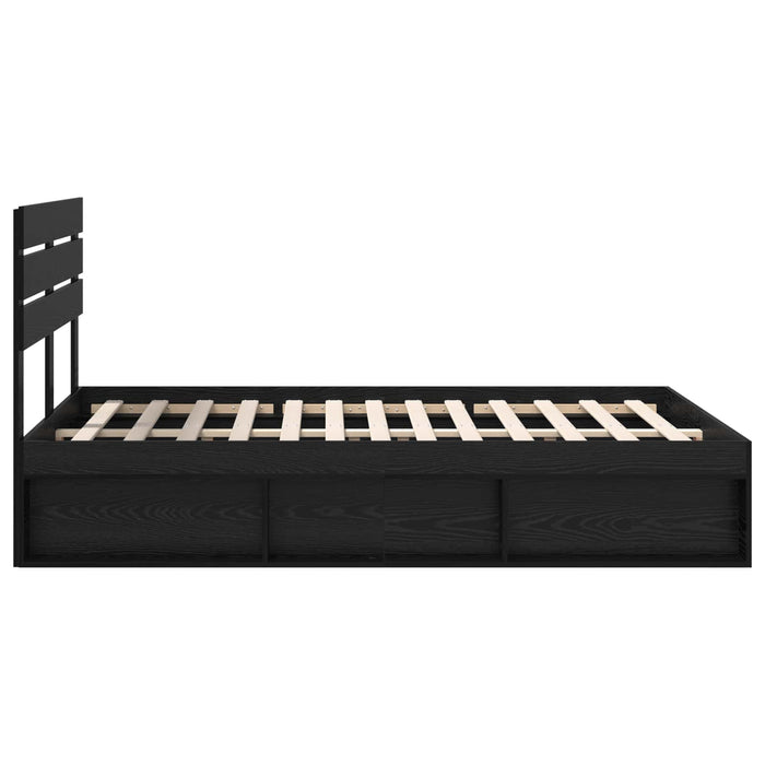 Cadru de pat cu headboard Negru 150 x 200 cm Lemn de pin masiv - WALTI WALTI