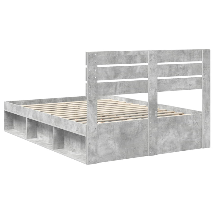 Cadru de pat cu headboard Beton 140 x 200 cm Lemn de pin masiv - WALTI WALTI
