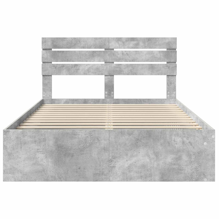 Cadru de pat cu headboard Beton 140 x 190 cm Lemn de pin masiv - WALTI WALTI