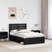 Cadru de pat cu headboard Negru 135 x 190 cm Lemn de pin masiv - WALTI WALTI