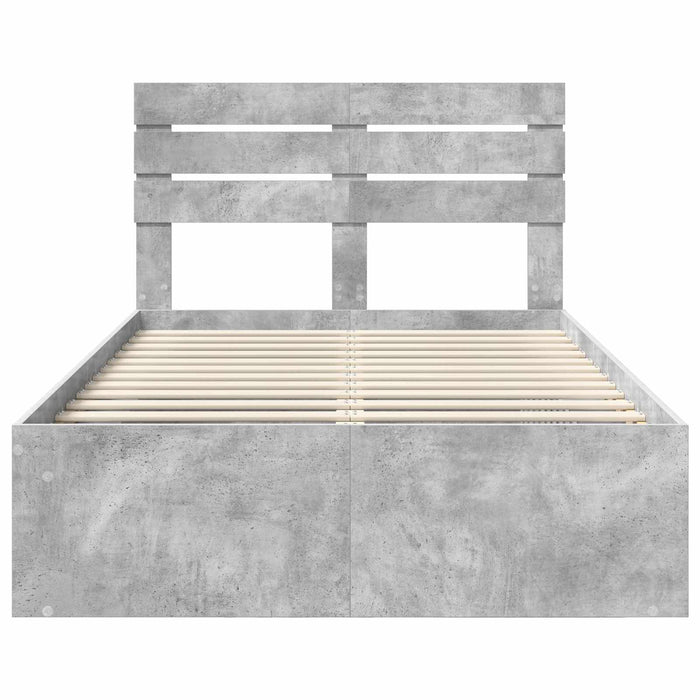 Cadru de pat Gri Concret 135 x 190 cm Lemn de pin masiv - WALTI WALTI