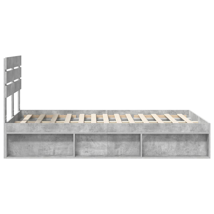 Cadru de pat Gri Concret 135 x 190 cm Lemn de pin masiv - WALTI WALTI