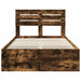 Cadru de pat Stejar fumuriu 135 x 190 cm Lemn de pin masiv - WALTI WALTI
