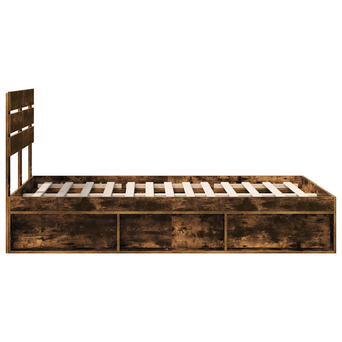 Cadru de pat Stejar fumuriu 135 x 190 cm Lemn de pin masiv - WALTI WALTI