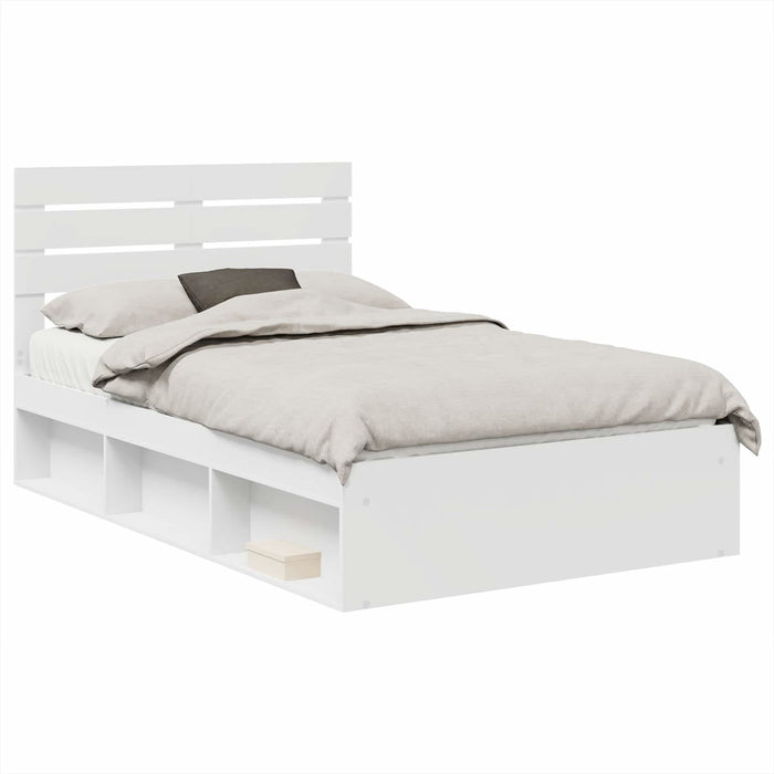 Cadru de pat cu headboard Alb 120 x 200 cm Lemn de pin masiv - WALTI WALTI