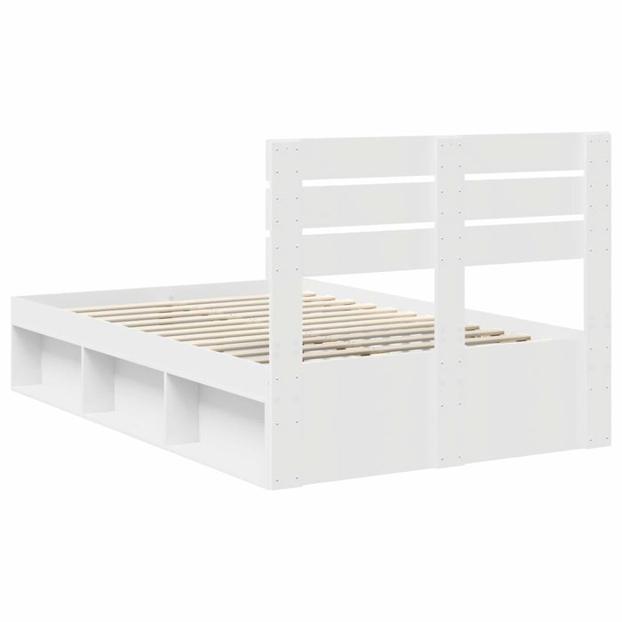 Cadru de pat cu headboard Alb 120 x 200 cm Lemn de pin masiv - WALTI WALTI