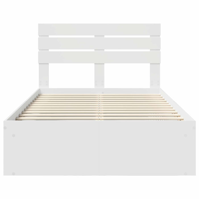 Cadru de pat cu headboard Alb 120 x 200 cm Lemn de pin masiv - WALTI WALTI