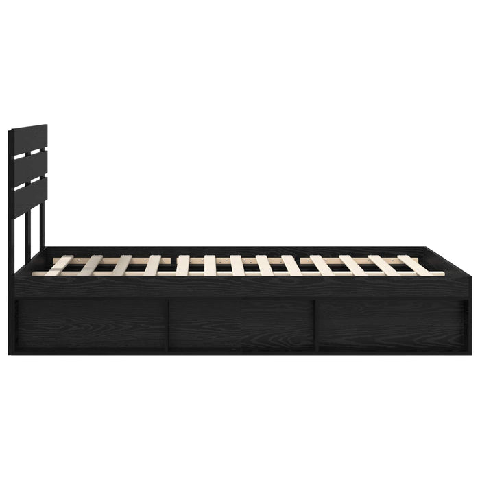 Cadru de pat cu headboard Negru 120 x 200 cm Lemn de pin masiv - WALTI WALTI