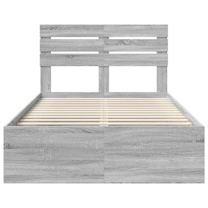 Cadru de pat Gri Sonoma 120 x 200 cm Lemn de pin masiv - WALTI WALTI