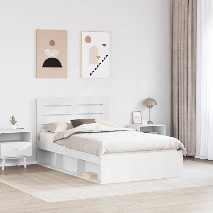 Cadru de pat cu headboard Alb 120 x 190 cm Lemn de pin masiv - WALTI WALTI