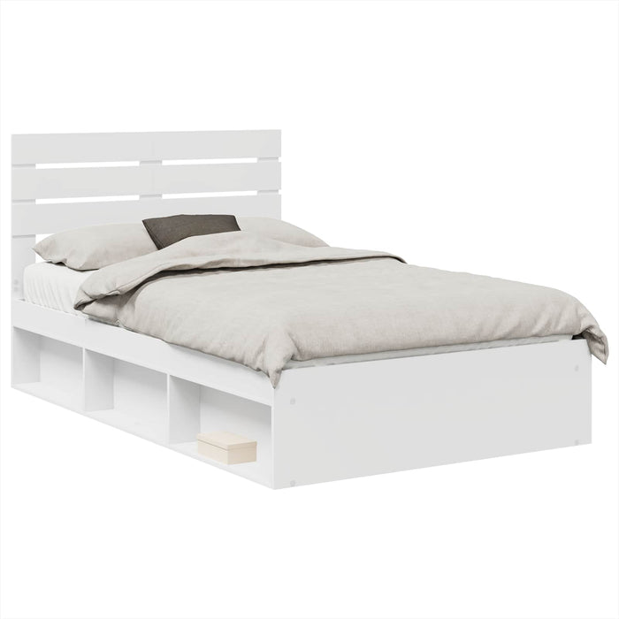 Cadru de pat cu headboard Alb 120 x 190 cm Lemn de pin masiv - WALTI WALTI
