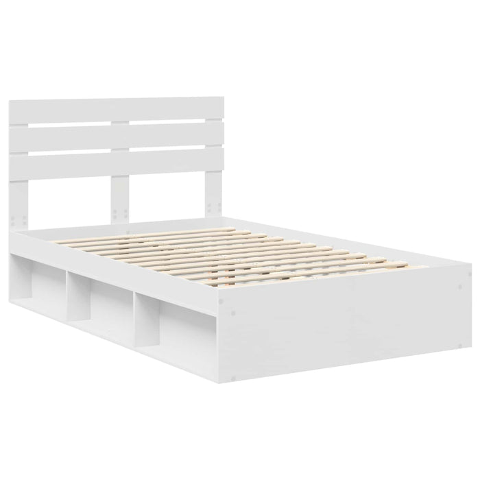 Cadru de pat cu headboard Alb 120 x 190 cm Lemn de pin masiv - WALTI WALTI
