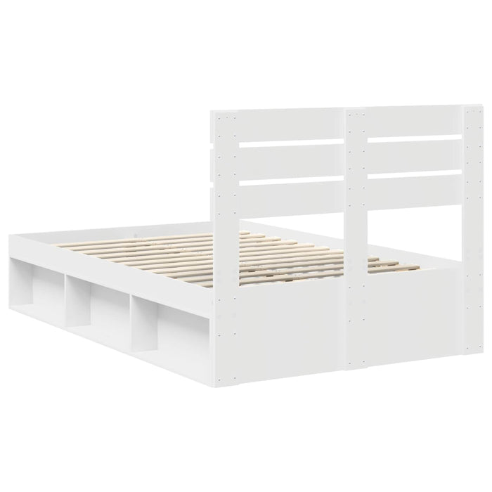Cadru de pat cu headboard Alb 120 x 190 cm Lemn de pin masiv - WALTI WALTI