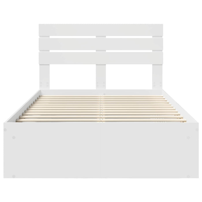 Cadru de pat cu headboard Alb 120 x 190 cm Lemn de pin masiv - WALTI WALTI