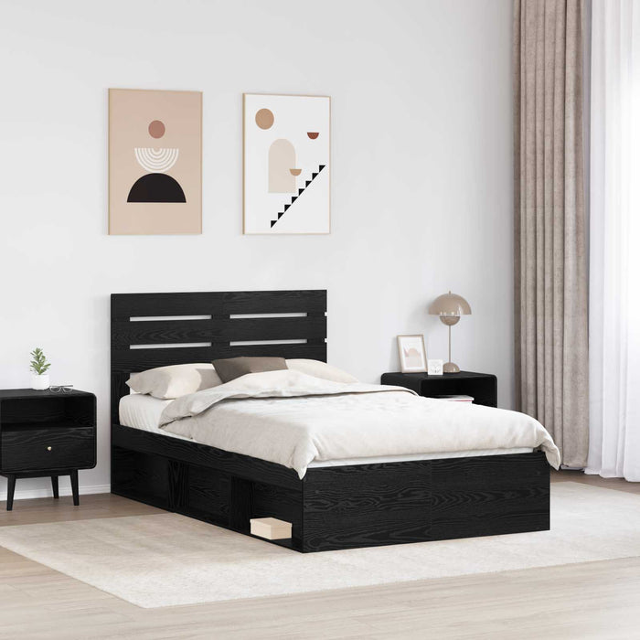 Cadru de pat cu headboard Negru 120 x 190 cm Lemn de pin masiv - WALTI WALTI