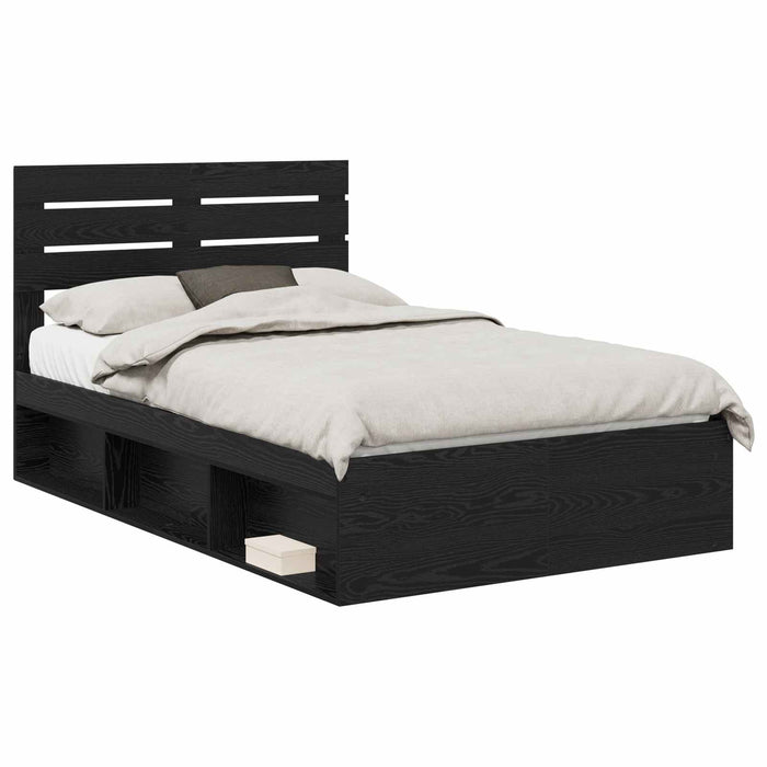 Cadru de pat cu headboard Negru 120 x 190 cm Lemn de pin masiv - WALTI WALTI