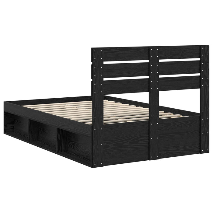 Cadru de pat cu headboard Negru 120 x 190 cm Lemn de pin masiv - WALTI WALTI